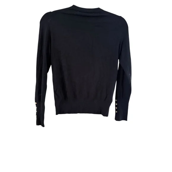 Women's Zara Black Gold Button Crew Neck Sweater M - Picture 8 of 8